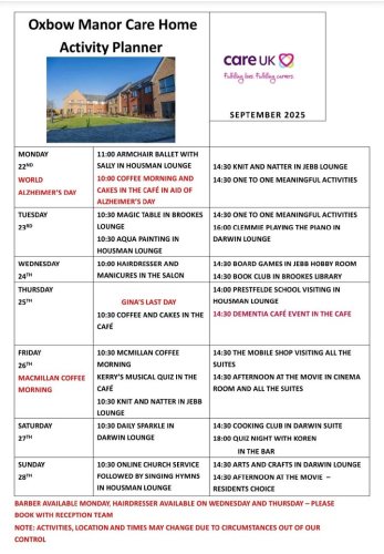 Photo post from Oxbow Manor Care Home.