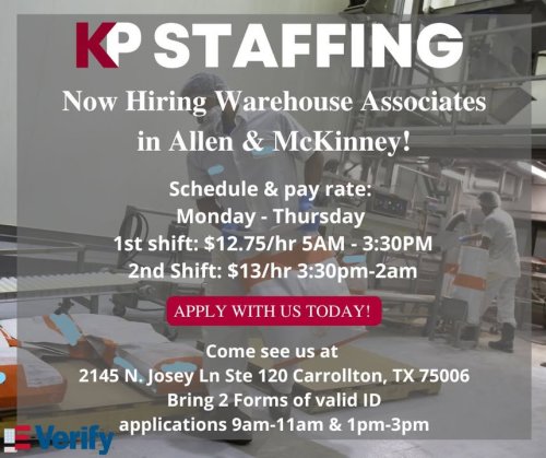 Carousel post from KP Staffing Agency (Carrollton Branch).