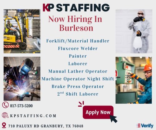 Photo post from KP Staffing Agency (Granbury Branch).