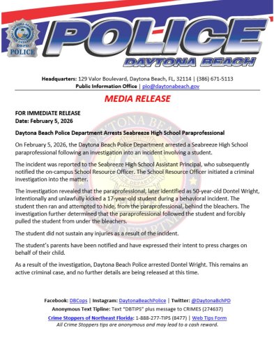 Photo post from daytonabeachpolice.