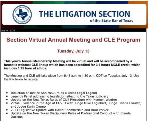 Photo post from Litigation Section of the State Bar of Texas.