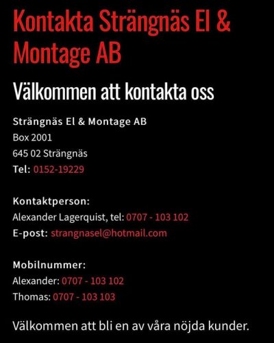 Photo post from Strängnäs El & Montage AB.