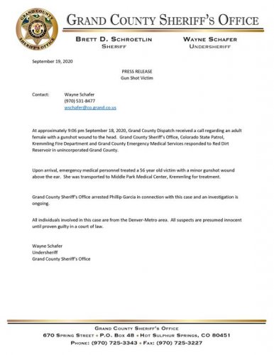 Photo post from Grand County Sheriff's Office - Colorado.