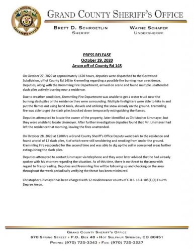 Photo post from Grand County Sheriff's Office - Colorado.