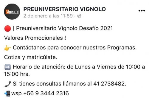 Photo post from vignolopreuniversitario.