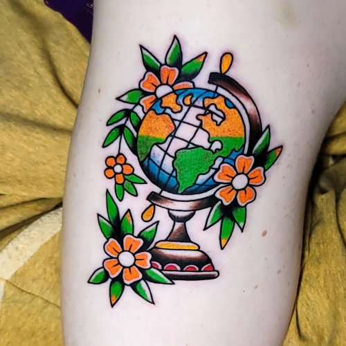 Globe Traditional Tattoo : r/traditionaltattoos