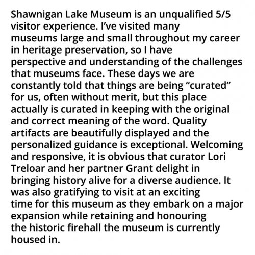 Photo post from shawniganlakemuseum.