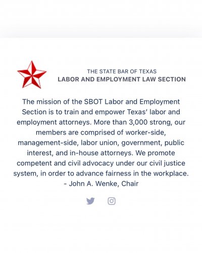 Photo post from laborlawtexasbar.