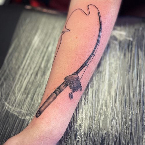 Fishing pole | Funny tattoos, Hook tattoos, Finger tattoos