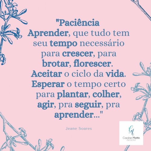 Paciência-Frase-Paciência. Aprender que tudo tem o seu tempo