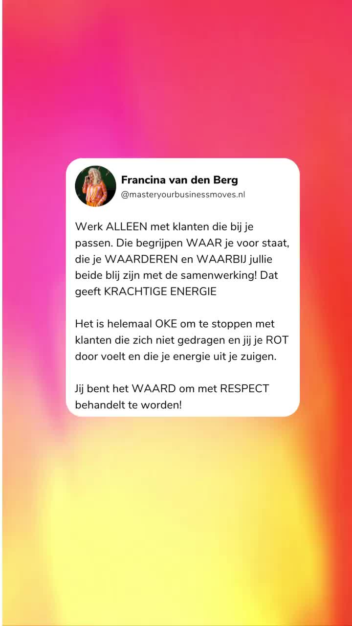 Video post from masteryourbusinessmoves.nl.