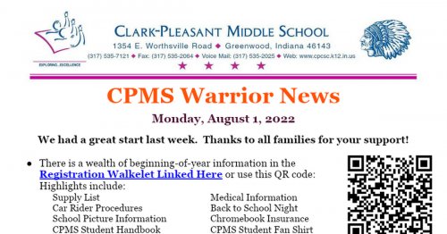 Photo post from Clark-Pleasant Middle School.