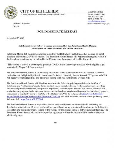 Photo post from Bethlehem Health.