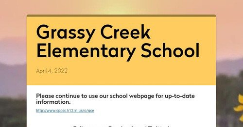 Photo post from Grassy Creek Elementary School.
