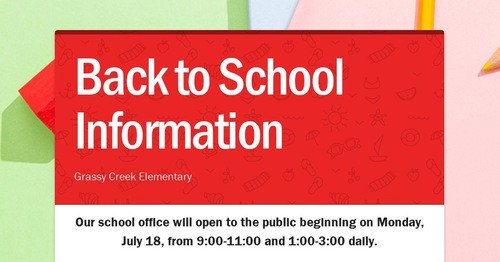 Photo post from Grassy Creek Elementary School.