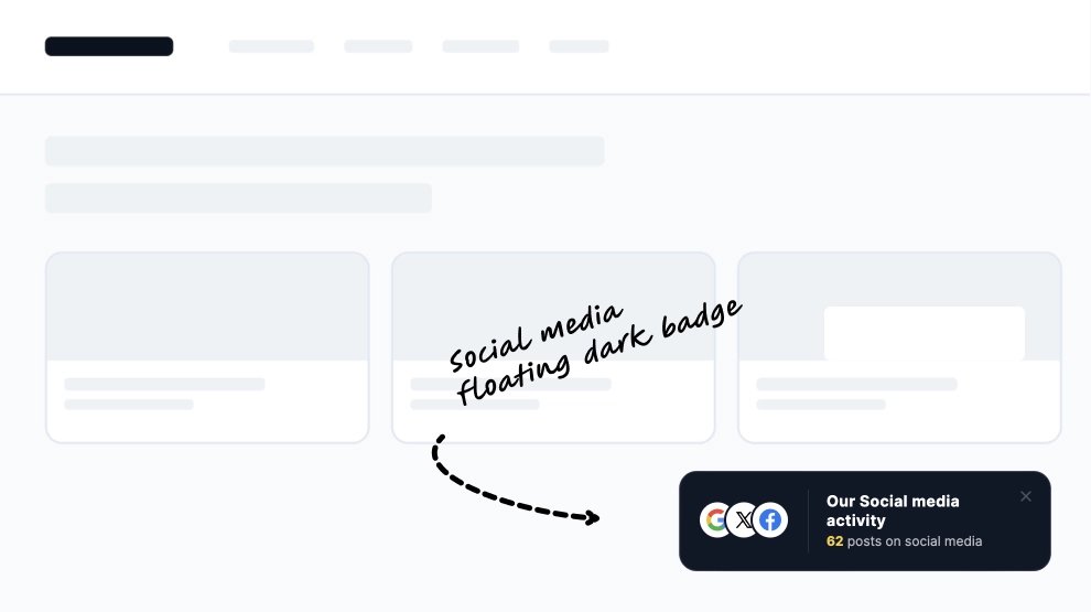 Floating Dark Social Media Reviews Badge