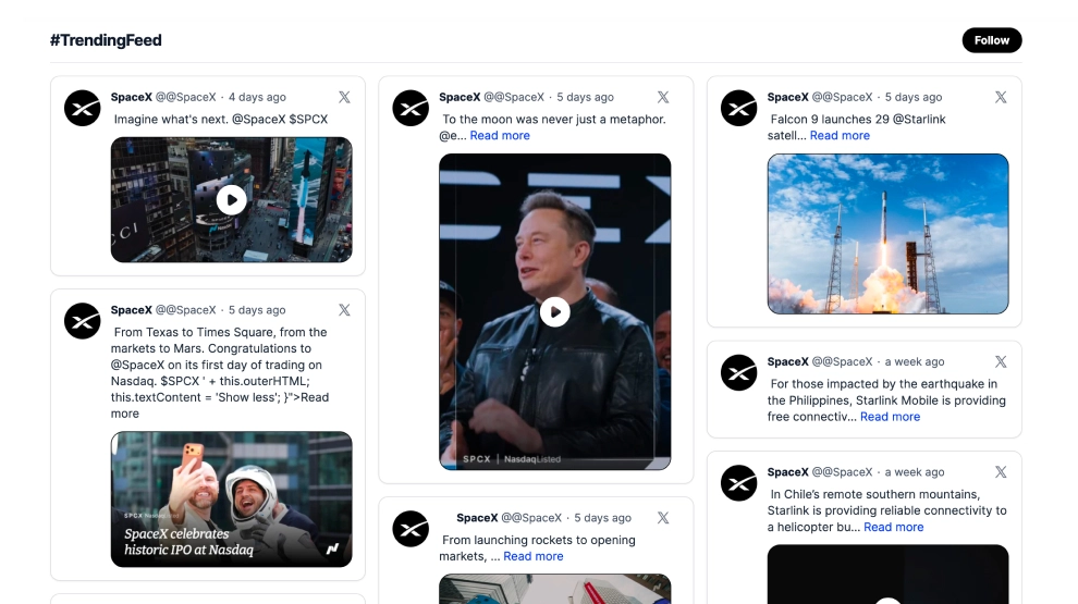 Classic X (Twitter) Hashtag Feed