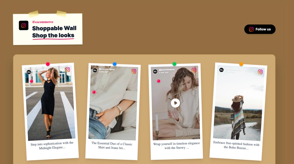 Shoppable TikTok and Instagram Wall