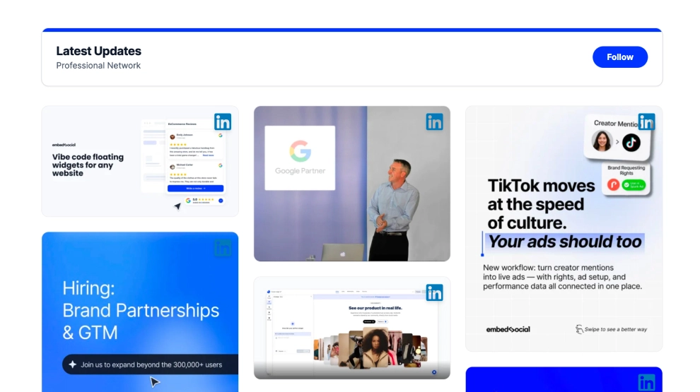 LinkedIn Photo Grid Widget