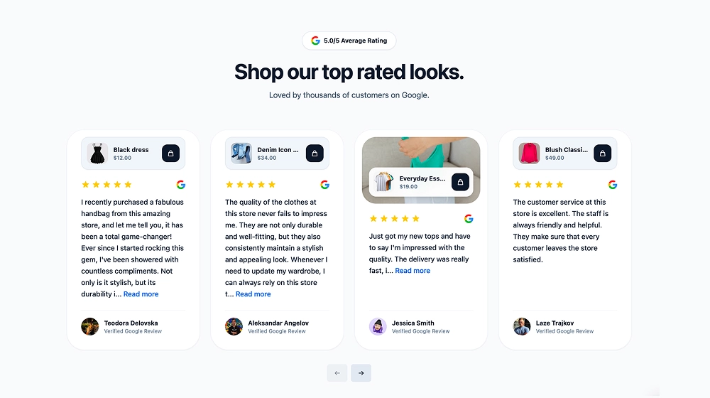 Google Reviews CTA Shop