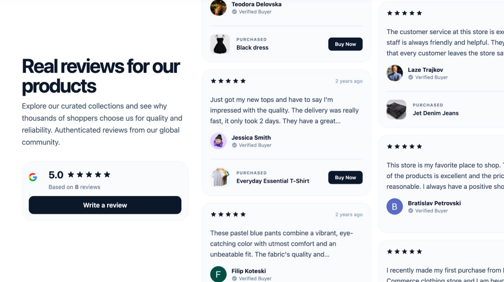 Shoppable Google Reviews Widget