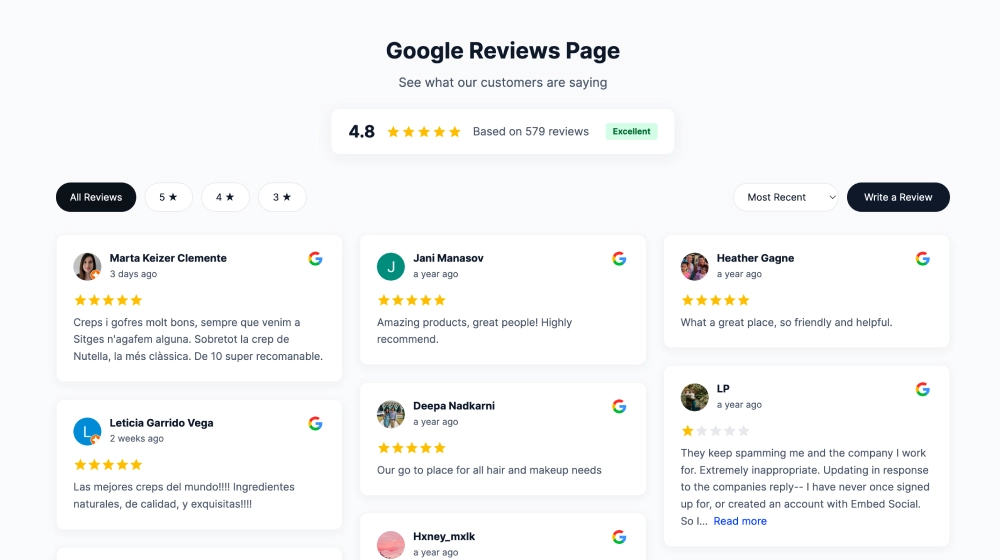 Google Reviews Page