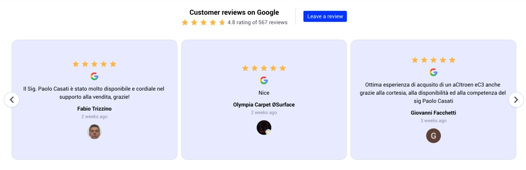 Google Reviews Slider with a Drawer Popover