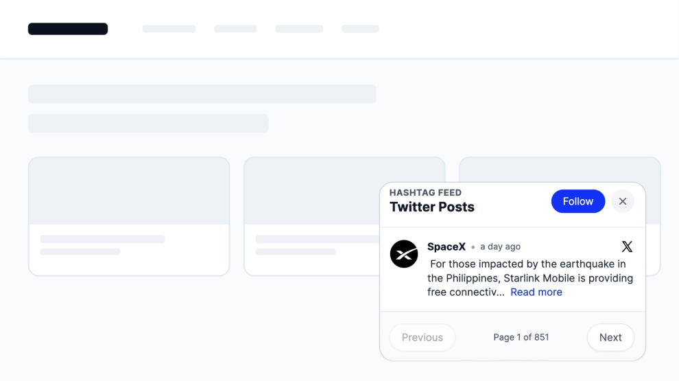 X (Twitter) Hashtag Popup Widget