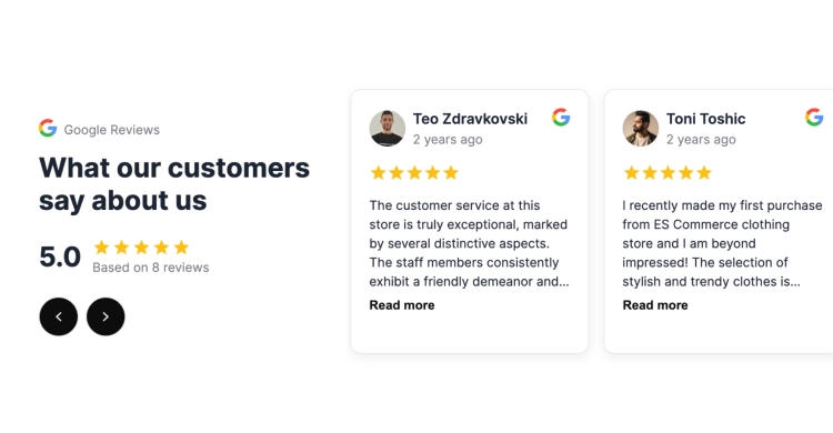 Google Reviews Carousel