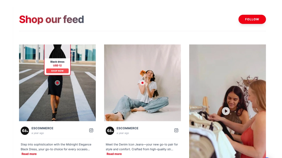 Widget Tienda de Instagram