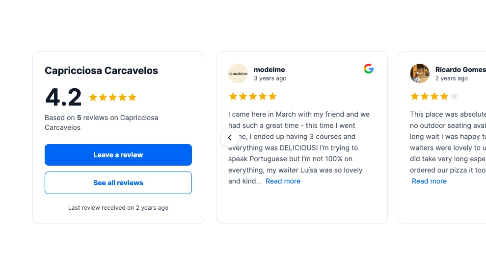 Modern Google Reviews Carousel