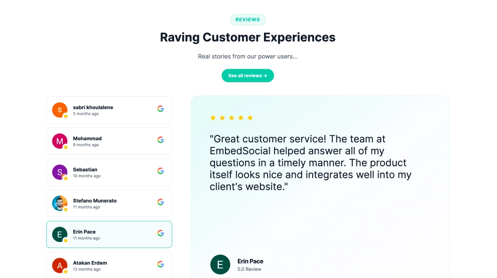 Google Reviews Tabs