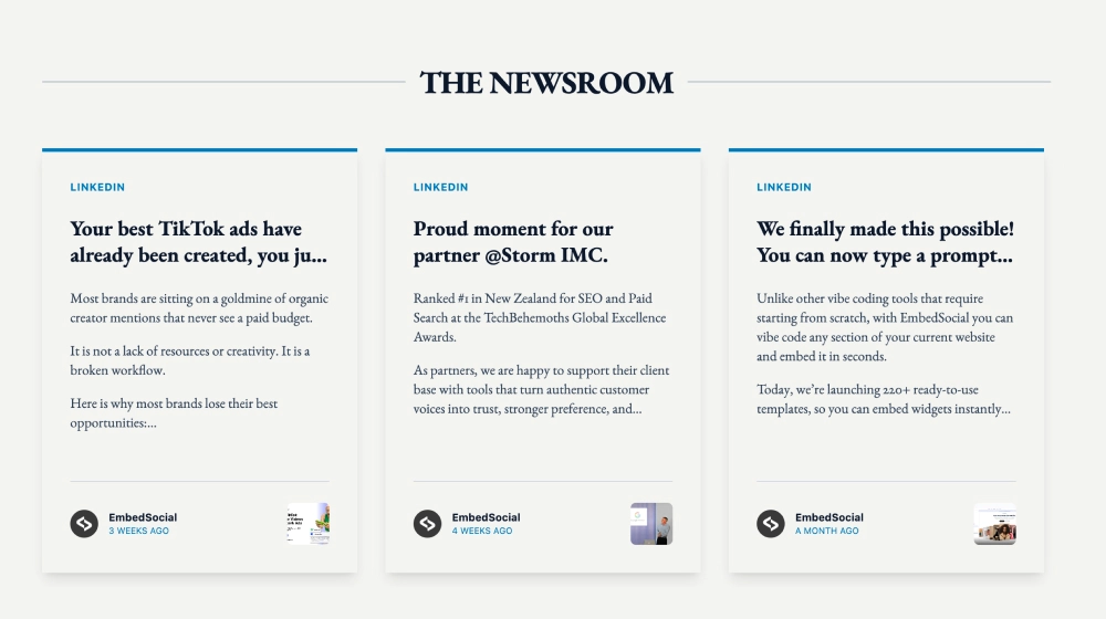 LinkedIn Feed Slider Widget
