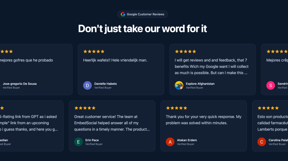 Google Reviews Marquee Slider