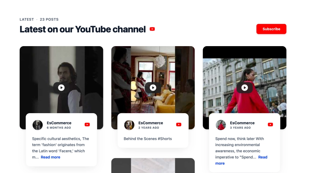 Widget Moderno de Feed de Canal de YouTube