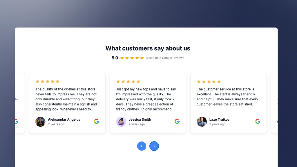 Google Reviews Section