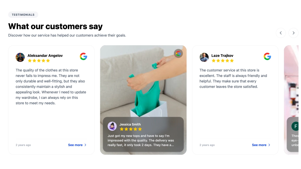Photo Testimonials Slider