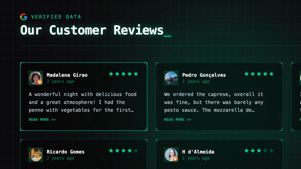 Futuristic Google Reviews Grid