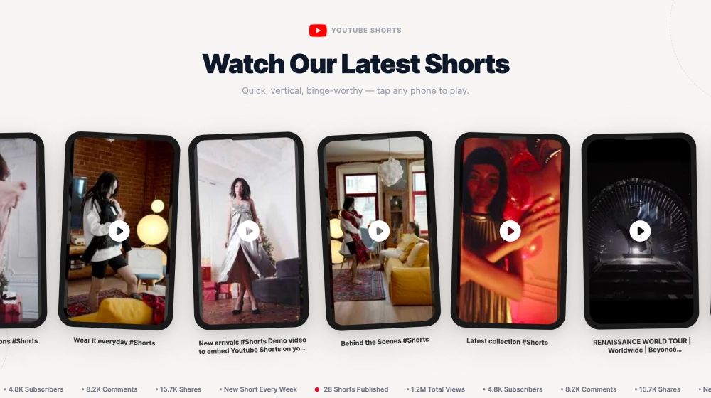 Modern YouTube Shorts Slider