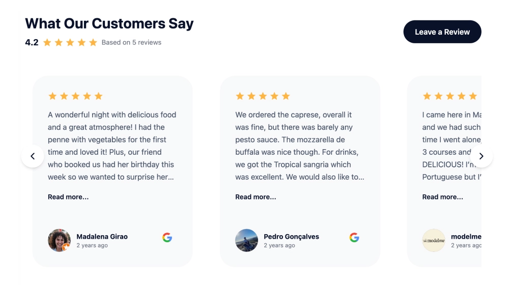 Classic Google Reviews Slider Widget