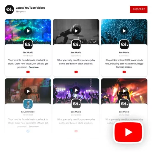 Modern YouTube Channel Feed Widget