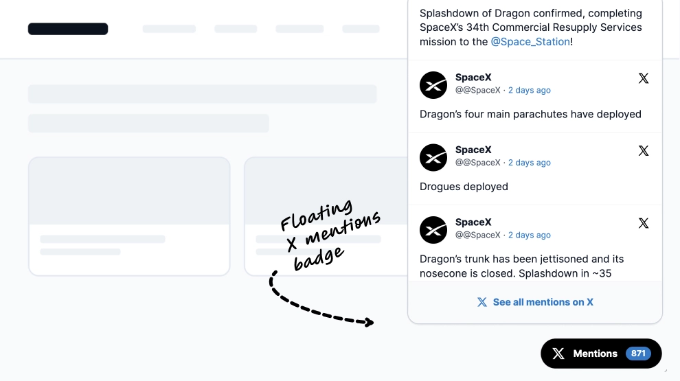 Twitter Mentions Popup Widget