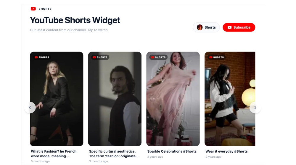 YouTube Shorts Widget