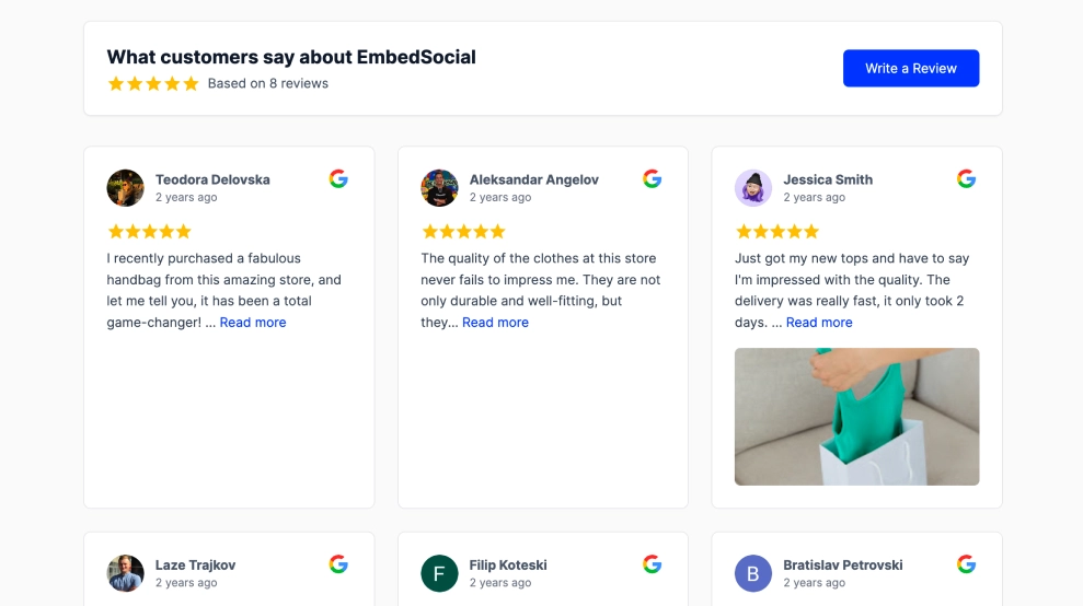 Classic Google Reviews Grid