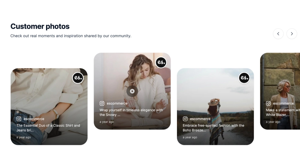 Widget moderno de menciones de Instagram
