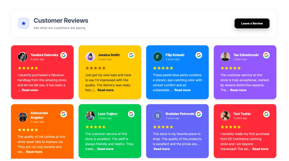 Rainbow Google Reviews Widget