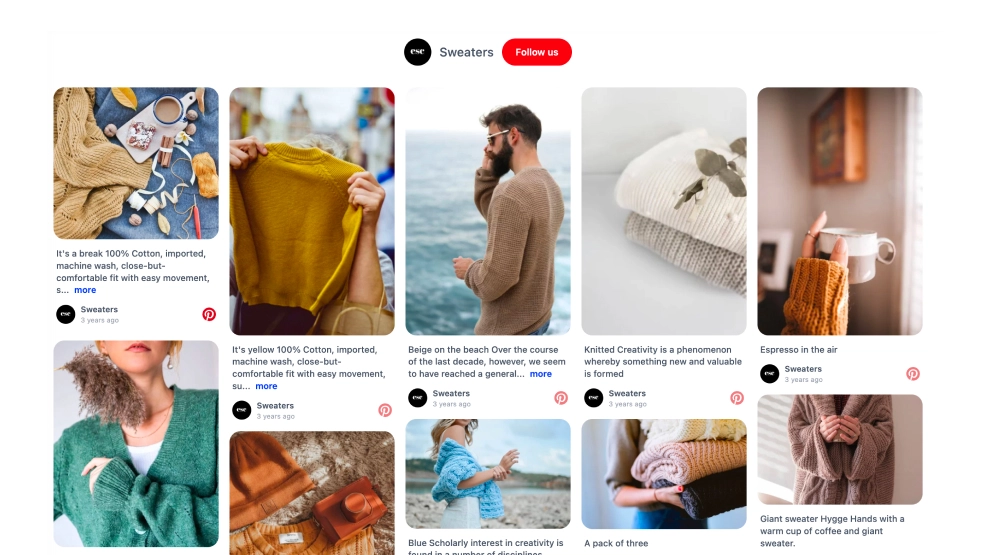Classic Pinterest Feed Widget