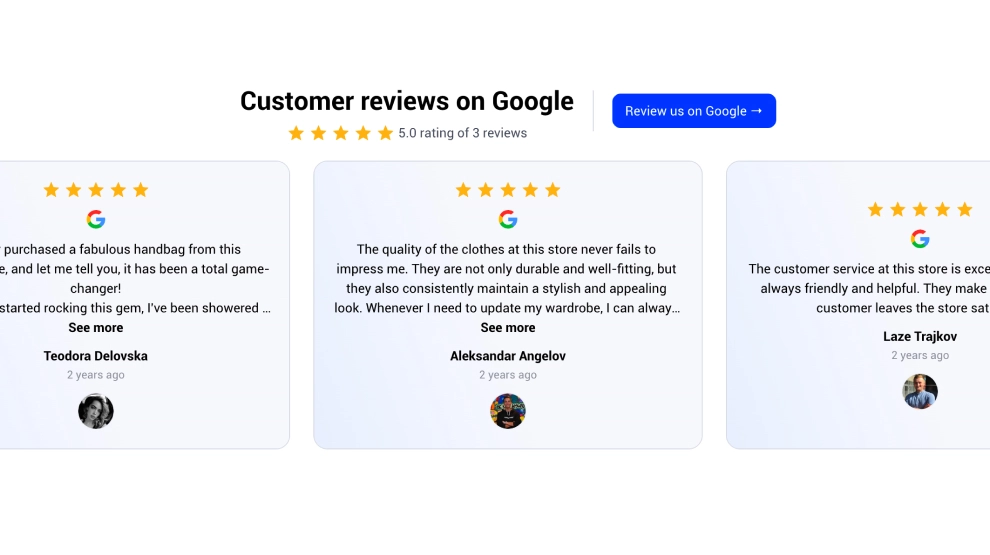 Google Reviews Slider with Drawer Popover