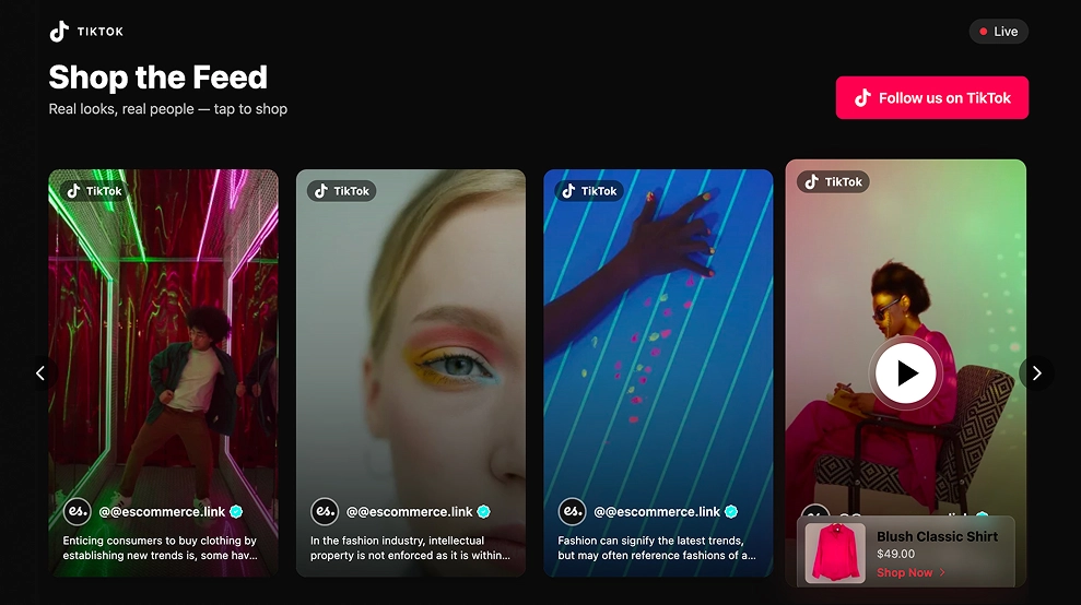 Shoppable TikTok Mentions widget