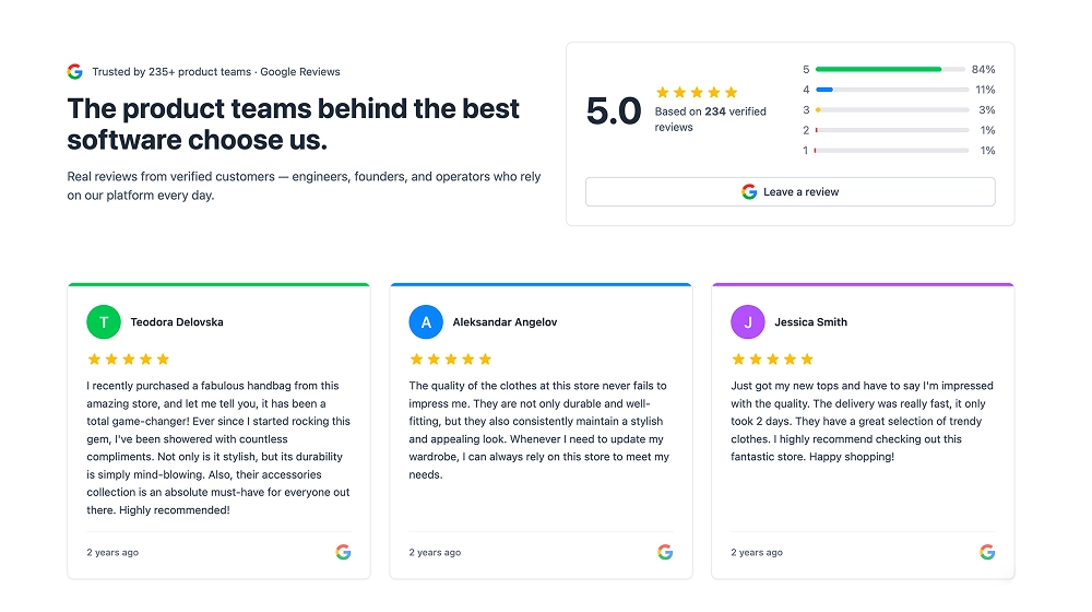 SaaS Google Reviews Page
